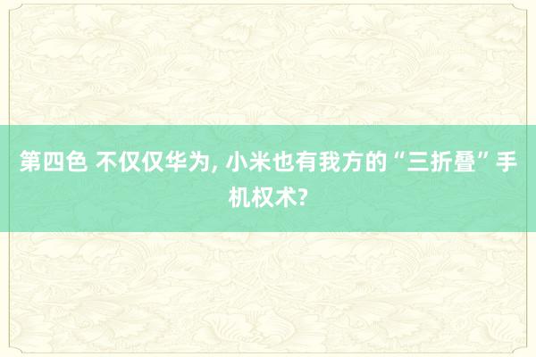 第四色 不仅仅华为， 小米也有我方的“三折叠”手机权术?