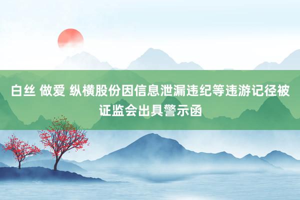 白丝 做爱 纵横股份因信息泄漏违纪等违游记径被证监会出具警示函