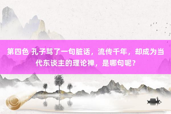 第四色 孔子骂了一句脏话，流传千年，却成为当代东谈主的理论禅，是哪句呢？