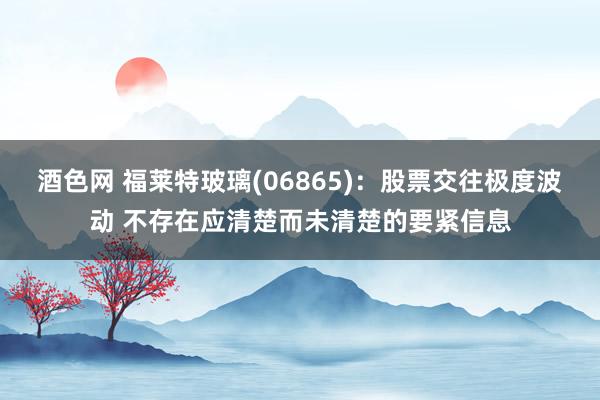 酒色网 福莱特玻璃(06865)：股票交往极度波动 不存在应清楚而未清楚的要紧信息