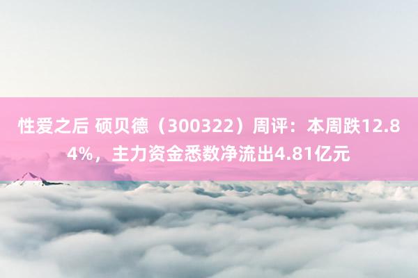 性爱之后 硕贝德（300322）周评：本周跌12.84%，主力资金悉数净流出4.81亿元