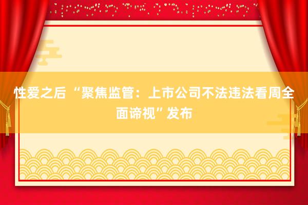 性爱之后 “聚焦监管：上市公司不法违法看周全面谛视”发布