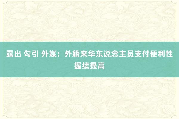 露出 勾引 外媒：外籍来华东说念主员支付便利性握续提高