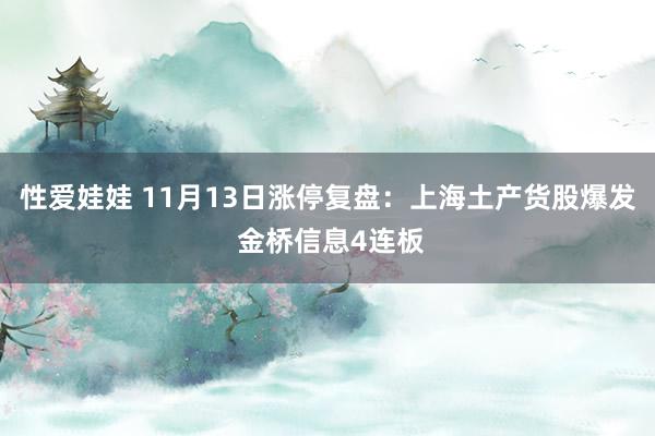 性爱娃娃 11月13日涨停复盘：上海土产货股爆发 金桥信息4连板