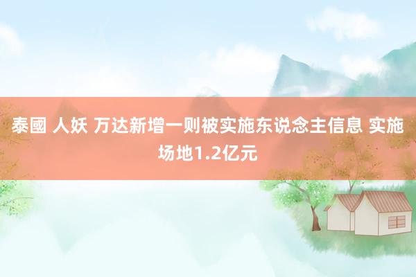 泰國 人妖 万达新增一则被实施东说念主信息 实施场地1.2亿元