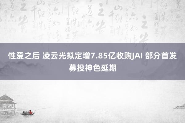 性爱之后 凌云光拟定增7.85亿收购JAI 部分首发募投神色延期