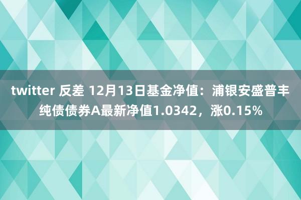 twitter 反差 12月13日基金净值：浦银安盛普丰纯债债券A最新净值1.0342，涨0.15%