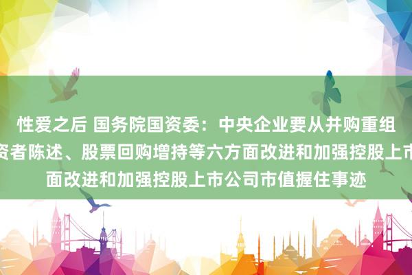 性爱之后 国务院国资委：中央企业要从并购重组、市集化校正、投资者陈述、股票回购增持等六方面改进和加强控股上市公司市值握住事迹