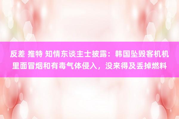 反差 推特 知情东谈主士披露：韩国坠毁客机机里面冒烟和有毒气体侵入，没来得及丢掉燃料