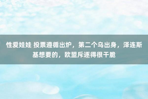 性爱娃娃 投票遵循出炉，第二个乌出身，泽连斯基想要的，欧盟斥逐得很干脆