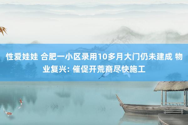 性爱娃娃 合肥一小区录用10多月大门仍未建成 物业复兴: 催促开荒商尽快施工