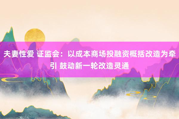 夫妻性爱 证监会：以成本商场投融资概括改造为牵引 鼓动新一轮改造灵通