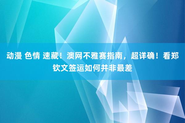 动漫 色情 速藏！澳网不雅赛指南，超详确！看郑钦文签运如何并非最差